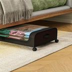Rolling Under Bed Storage with Wheels - Metal Drawer Organizer for Clothes, Blankets, Shoes & Bedding, 1pc or 2pcs, Gray & Black, Wheeled Storage Box