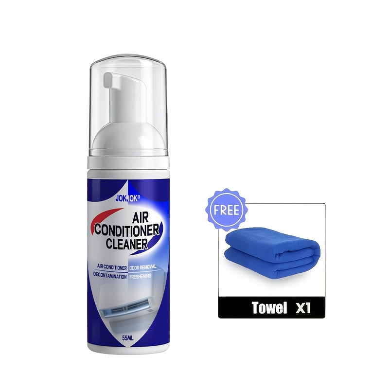 No-Disassembly AC Foam Cleaner 2.03oz with Cleaning Towel – Removes Dust, Odors & Grime from Air Conditioner Casing & Filter Screen | Long-Lasting Freshness