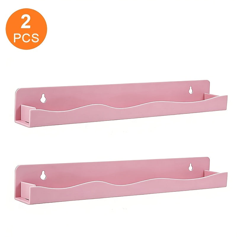 Iridescent Acrylic Floating Shelves 2 or 4 Pack – Colorful Wall Mounted Storage Rack for Nail Polish, Cosmetics & Sundries, Art Deco Home, Office, Bathroom & Nail Salon Decor, Macaron, Pink or Clear