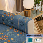 Embroidered Chenille Sofa Slipcover Bohemian Geometric Floral Pattern | Non-Slip Machine Washable Couch Cover for 1-2-3-4 Seater with Armrest & Pillow Cover Options, 6 Colors
