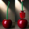 Novelty Cherry Toilet Brush with Holder Set – Creative Fun Bathroom Decor | Cute Toilet Brush & Holder | Red