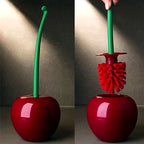 Novelty Cherry Toilet Brush with Holder Set – Creative Fun Bathroom Decor | Cute Toilet Brush & Holder | Red