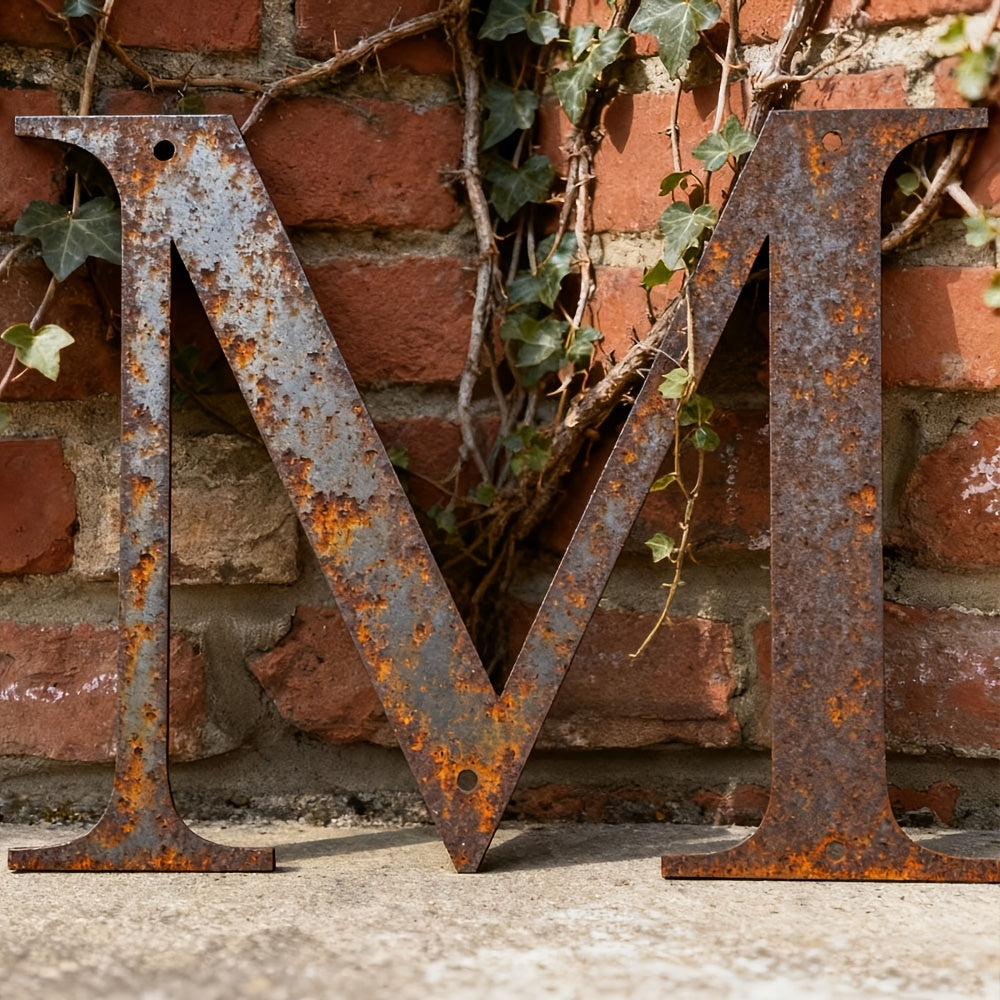 Rustic Metal Letter Wall Decor 12-Inch Tall Slim Iron Alphabet A-Z, Vintage Industrial Wall Art Sign for Home Kitchen Bar Shop, Personalized Name Monogram Holiday Gift for Christmas Thanksgiving – 26 Letters