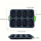 Silicone Bread Baking Pan 8-Cavity Non-Stick Perforated French-Style Mold – Food-Grade Mini Bread Tray with Handle for Homemade Rolls, Hot Dog Buns & Dinner Rolls, Dishwasher & Oven Safe