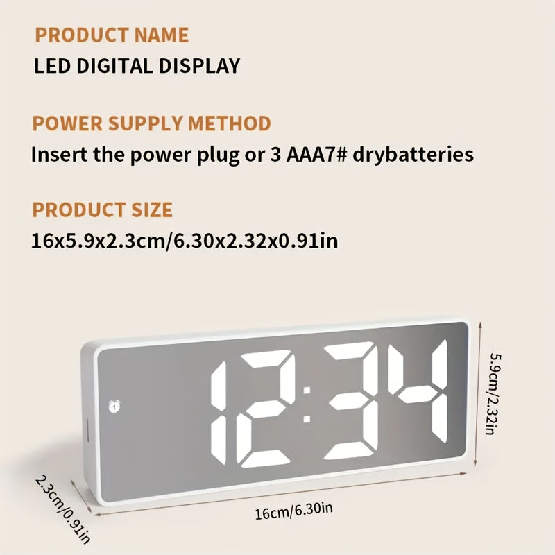 Contemporary LED Desk Clock with Temperature Display, Brightness Adjustment, Night Mode & Snooze – 12/24 Hour Digital Alarm Clock for Bedroom, Office & Nightstand