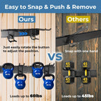 Wall Mount Garage Tool Organizer 48", Heavy Duty Steel Storage Rack with Swivel Lock Hooks, 420lbs Capacity, Holds Brooms, Shovels, Hoses & Garden Tools, Adjustable Pegboard Wall System for Garage & Shed