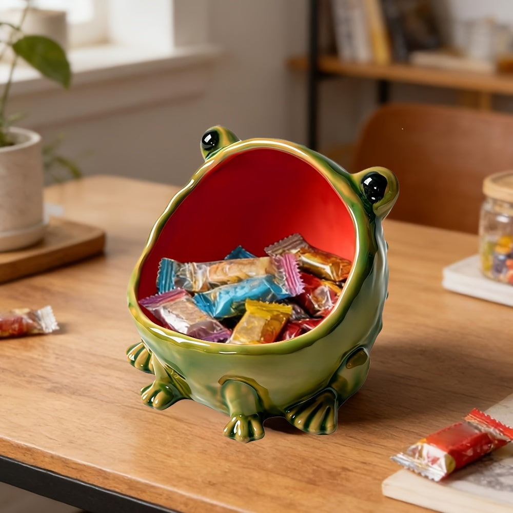 Frog Statue Storage Tray & Key Holder – Cute Animal Sculpture Desktop Organizer, Decorative Candy & Key Dish for Entryway, Desk & Home Decor, Unique Housewarming Gift (Non-Food Contact)