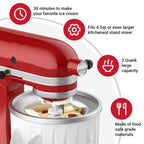 Ice Cream Maker Attachment for KitchenAid Stand Mixer | 2-Quart Frozen Yogurt, Ice Cream, Sorbet & Gelato Maker | Compatible with KitchenAid 4.5 Qt & Larger