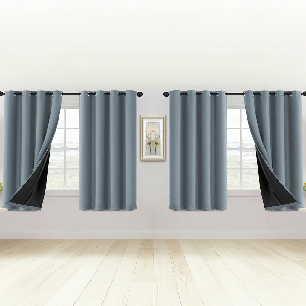 100% Blackout Window Curtains - 4 Panels, Full Light Blocking, Thermal Insulated Drapes with Black Liner | Soft Brushed Fabric