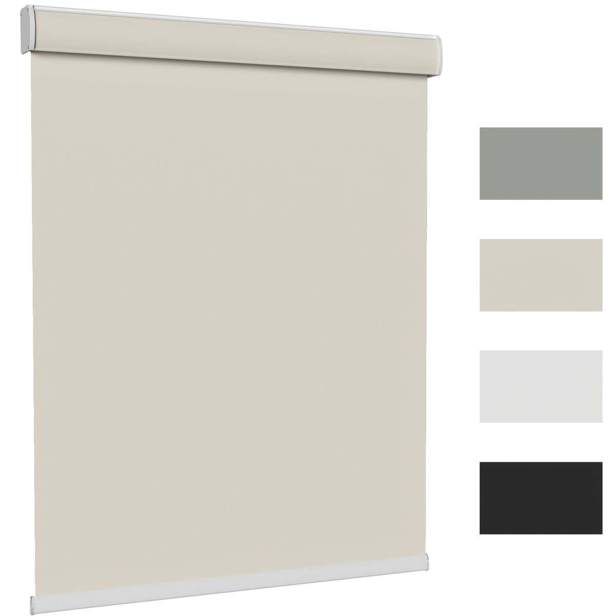 Cordless Blackout Roller Blinds Easy Install Privacy Window Shades | Room Darkening Roll Blinds for Home Office Living Room, Black White Grey Beige, 18 Width Options