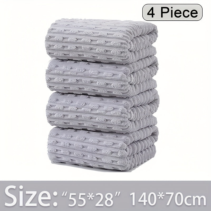 Waffle Bath Towels Set of 4 – Super Absorbent Quick-Dry Coral Fleece Bath Sheets, 280GSM Soft Spa Towels for Adults, 55x28 Inch Large Bath Towel Set