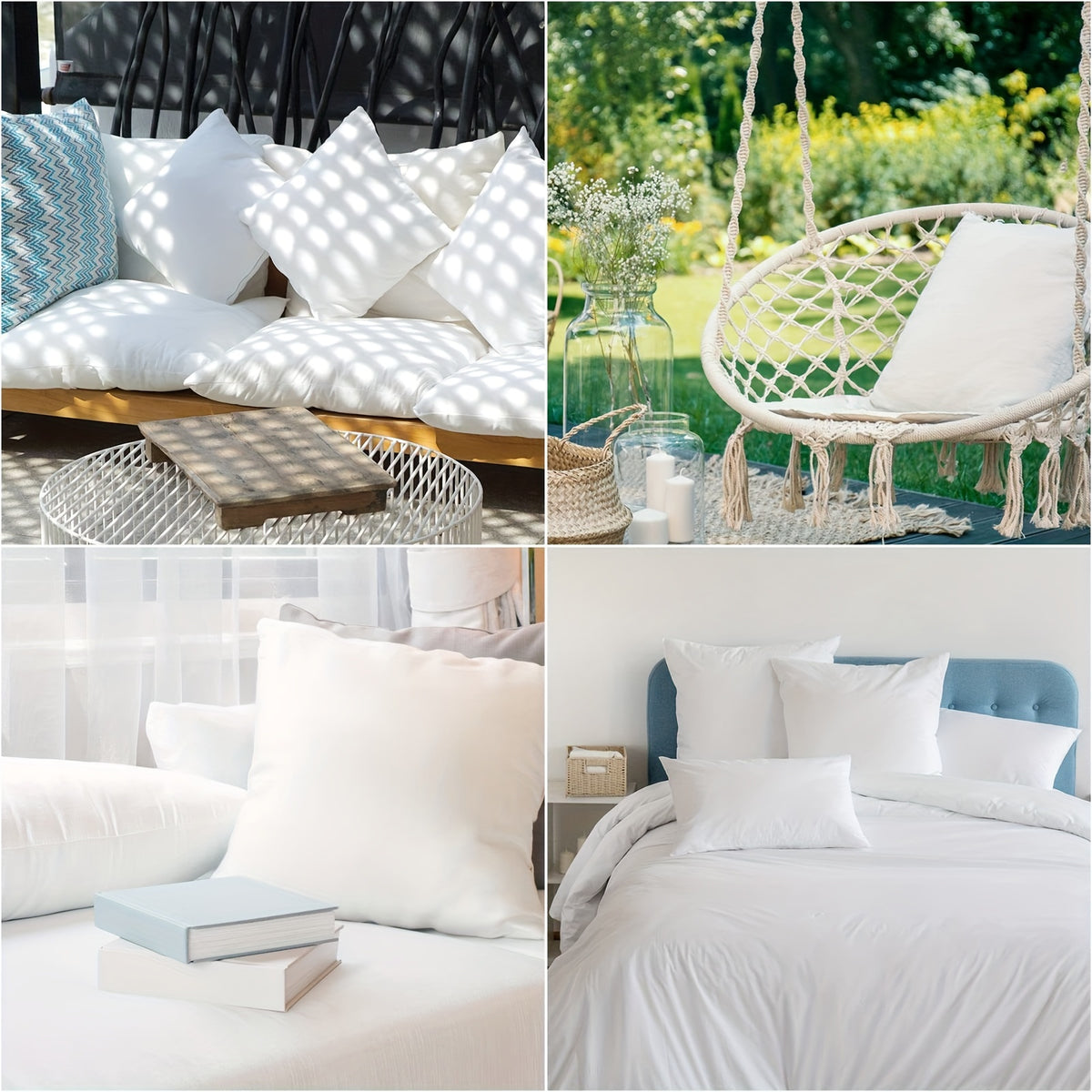 Pillow Inserts 4 Pack White – Choose 12x20, 18x18 or 20x20 Inch | Upgraded Fabric, Waterproof & Soft Touch Options | Square & Lumbar Throw Pillow Stuffer for Couch, Bed, Sofa, Patio & Living Room