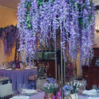 Artificial Wisteria Vine Garland 24 Pack 90 Feet Fake Hanging Flower String Purple Silk Floral Decor for Wedding Backdrop Party Ceiling Home Living Room Bedroom Outdoor Garden Boho Decor Bulk
