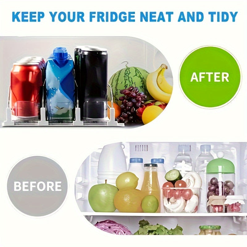 Adjustable Fridge Organizer for Soda Cans Water Bottles Space-Saving Refrigerator Beverage Rack for Pantry Kitchen Cabinet - Stackable Can Organizer Storage, 3-5 Columns