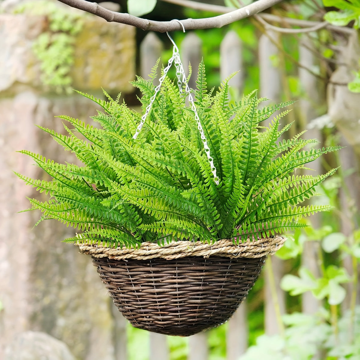 UV-Resistant Artificial Boston Ferns Bulk Set 20pcs – Faux Outdoor Fern Plants for Home, Office, Garden, Patio & Yard Decor, Realistic Lifelike Plastic Greenery