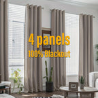 Blackout Curtains 4 Panel Set Grommet Textured for Bedroom & Living Room – 100% Room Darkening Thermal Insulated Luxury Drapes, 11 Colors & 5 Lengths