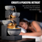 4-Tier Cascading Bowl Water Fountain 18.7" Floor Standing with LED Lights & Silent Pump – Indoor Waterfall Fountain for Home Decor, Office & Meditation
