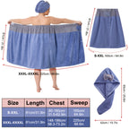 Adjustable Bath Wrap Skirt Set with Triangular Hair Drying Cap – Sizes S-XXXXL Spa Towel Wrap for Women, Home, Travel & Steam Room