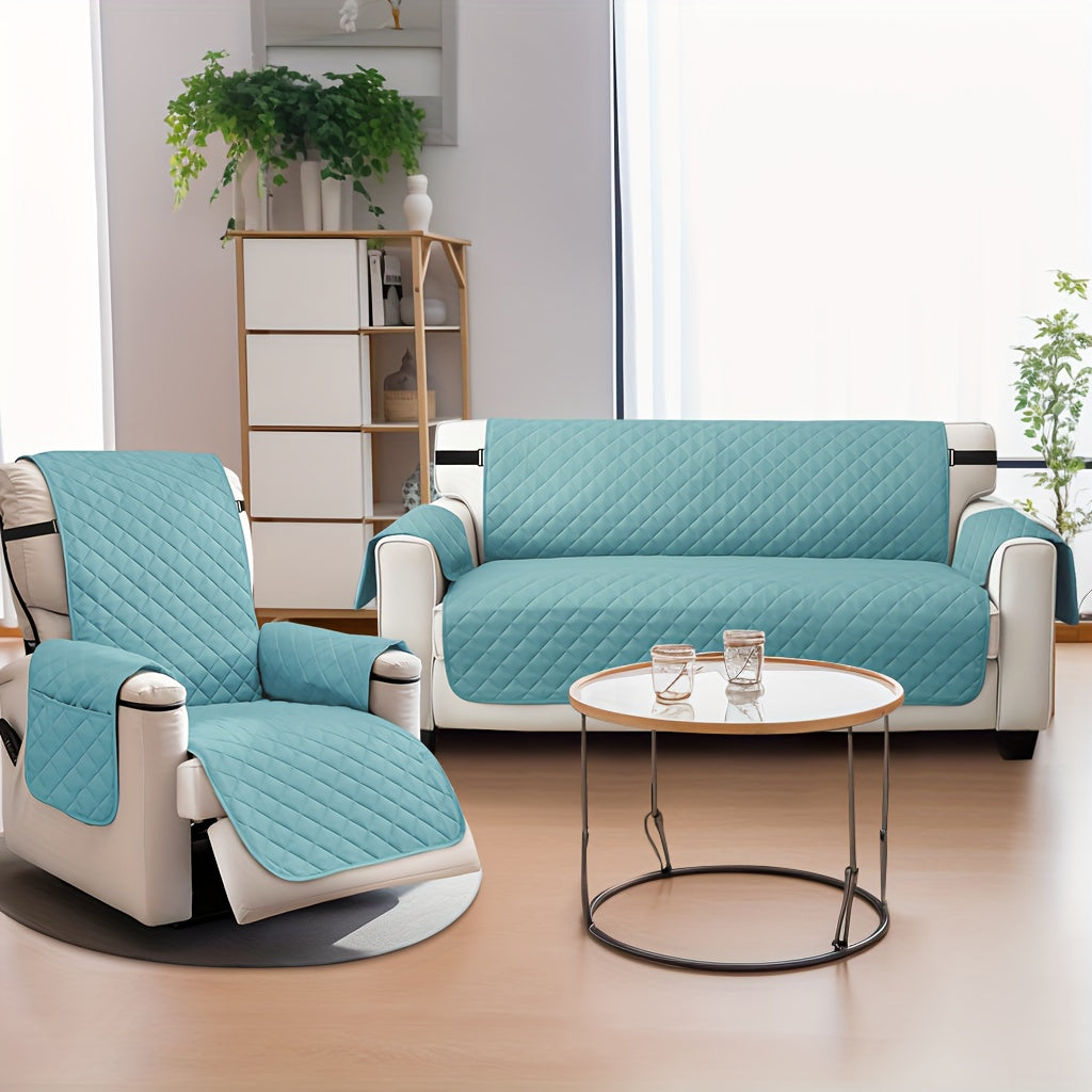 Elastic Strap Sofa Slipcover – Washable Couch Cover for Recliner Armchair Loveseat 1 2 3 4 Seater, Pet Dog Cat Proof Furniture Protector for Living Room