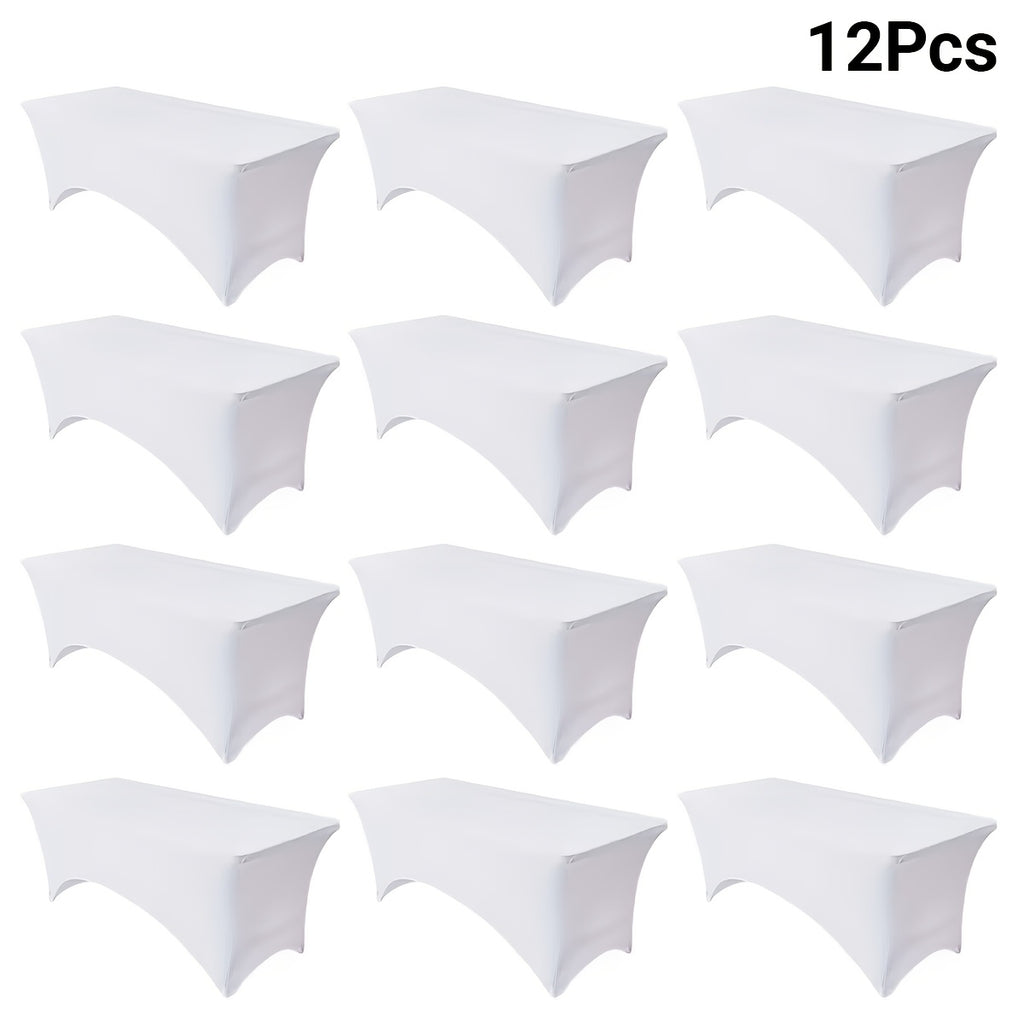 Spandex Fitted 6FT Tablecloth for Rectangular Tables – Wrinkle-Resistant Elastic Table Cover for Parties, Weddings, Trade Shows & Events – 2/4/8/12-Pack in Black, White & Light Yellow
