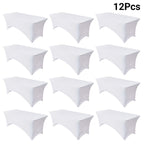 Spandex Fitted 6FT Tablecloth for Rectangular Tables – Wrinkle-Resistant Elastic Table Cover for Parties, Weddings, Trade Shows & Events – 2/4/8/12-Pack in Black, White & Light Yellow