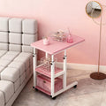 Rolling Over-Bed Table with 2-Layer Storage Rack | Mobile Bedside & Sofa Laptop Table, Solid Metal Frame, Smooth Wheels, Space-Saving Design – Multiple Colors
