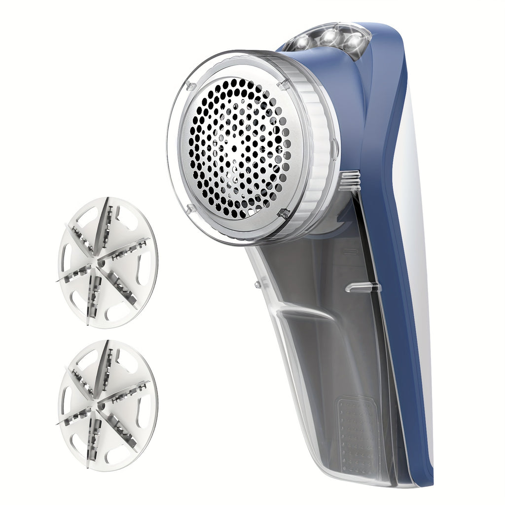 Electric Fabric Shaver Lint Remover Battery Operated Portable Lint Roller with LED Light 2 Replaceable Blades Pilling Remover for Clothes Sweaters Blankets Couch in Blue
