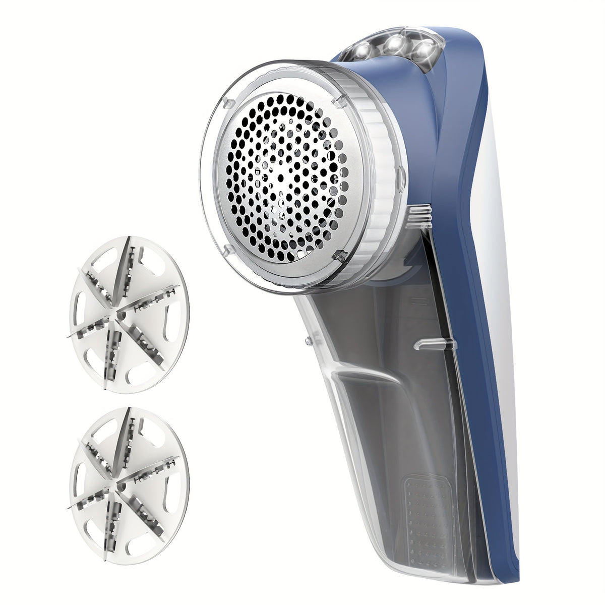 Electric Fabric Shaver Lint Remover Battery Operated Portable Lint Roller with LED Light 2 Replaceable Blades Pilling Remover for Clothes Sweaters Blankets Couch in Blue