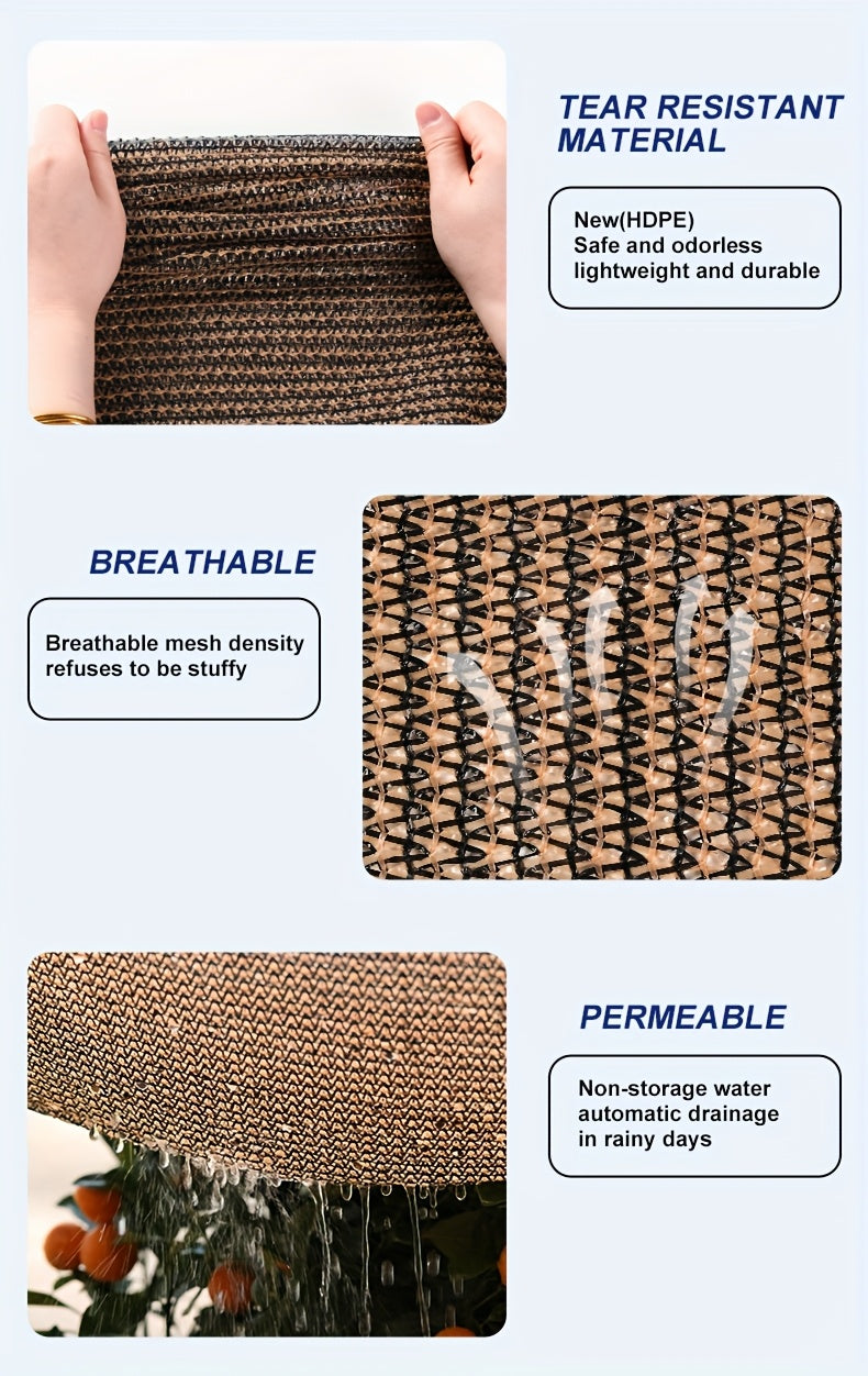 Anti-UV Sunshade Net for Garden, Greenhouse, Pergola & Terrace – Durable Sun Protection Shade Cloth for Plants & Outdoor Spaces | Brown & Black, Multiple Sizes