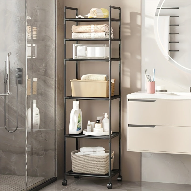 6-Tier Heavy-Duty Freestanding Storage Shelf with Leveling Feet – Stainless Steel Reinforced Shelving Unit for Pantry Kitchen Garage Workshop, Space-Saving Upright Rack, No Installation Required