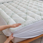 Cooling Bamboo Mattress Topper Pillow Top Mattress Pad Cover with Deep Pocket Fits 8-21 Inch - Breathable Soft Bed Topper Mattress Protector Twin Twin XL Full Queen