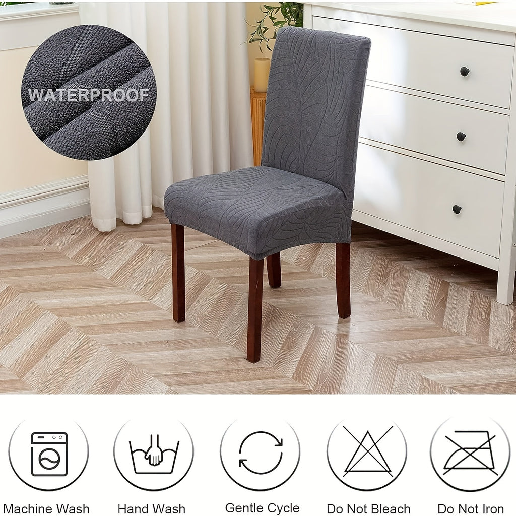 Stretch Jacquard Dining Chair Covers Set of 4 or 6 Removable Washable Polyester-Elastane Slipcovers – Chair Protector for Kitchen Home Hotel Restaurant, Valentine's Day Home Decoration