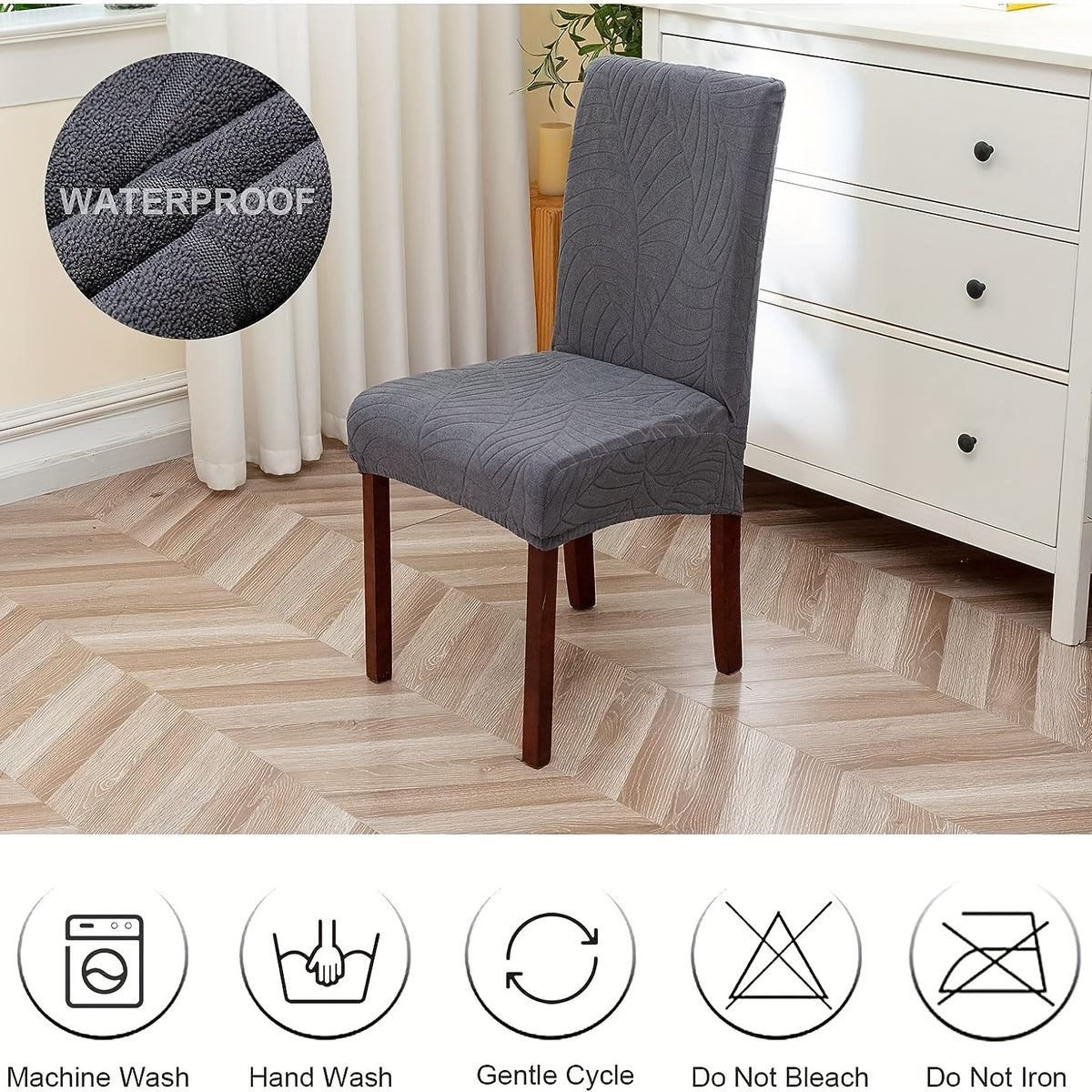 Stretch Jacquard Dining Chair Covers Set of 4 or 6 Removable Washable Polyester-Elastane Slipcovers – Chair Protector for Kitchen Home Hotel Restaurant, Valentine's Day Home Decoration