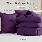 Bed in a Bag Queen 7 Piece Fluffy Comforter Set – Ultra-Soft Microfiber Bedding with Comforter, Fitted Sheet, Flat Sheet & 4 Pillowcases, Hypoallergenic Breathable All Season Bedding Gift for Her