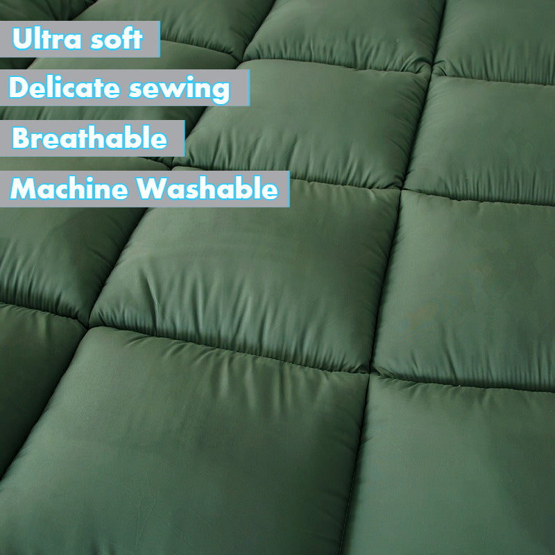 Japanese Plush Roll-Up Mattress Topper | Quilted Fitted Mattress Pad Cover, Breathable Folding Sleeping Pad, Machine Washable Mattress Protector – Twin Full Queen King
