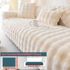 Plush Sofa Cover Rabbit Fur Like Cushion – Anti-Slip Wear-Resistant Pet Friendly Sofa Protector, 450-500GSM Polyester, Machine Washable, Home Decor