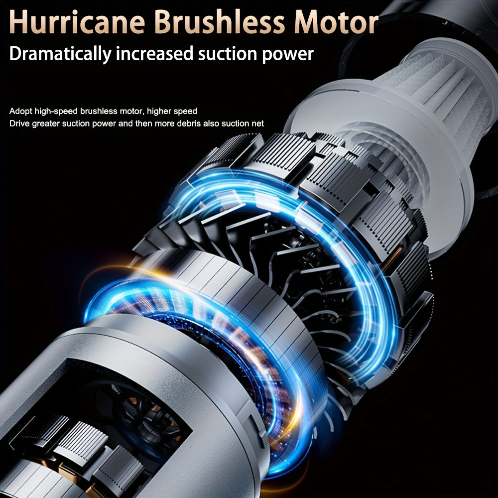 Handheld Vacuum Cleaner 25000PA – 9-in-1 Cordless Car Vacuum, Rechargeable Brushless Motor, Washable Filter, Low Noise for Car, Home, Pet & Office