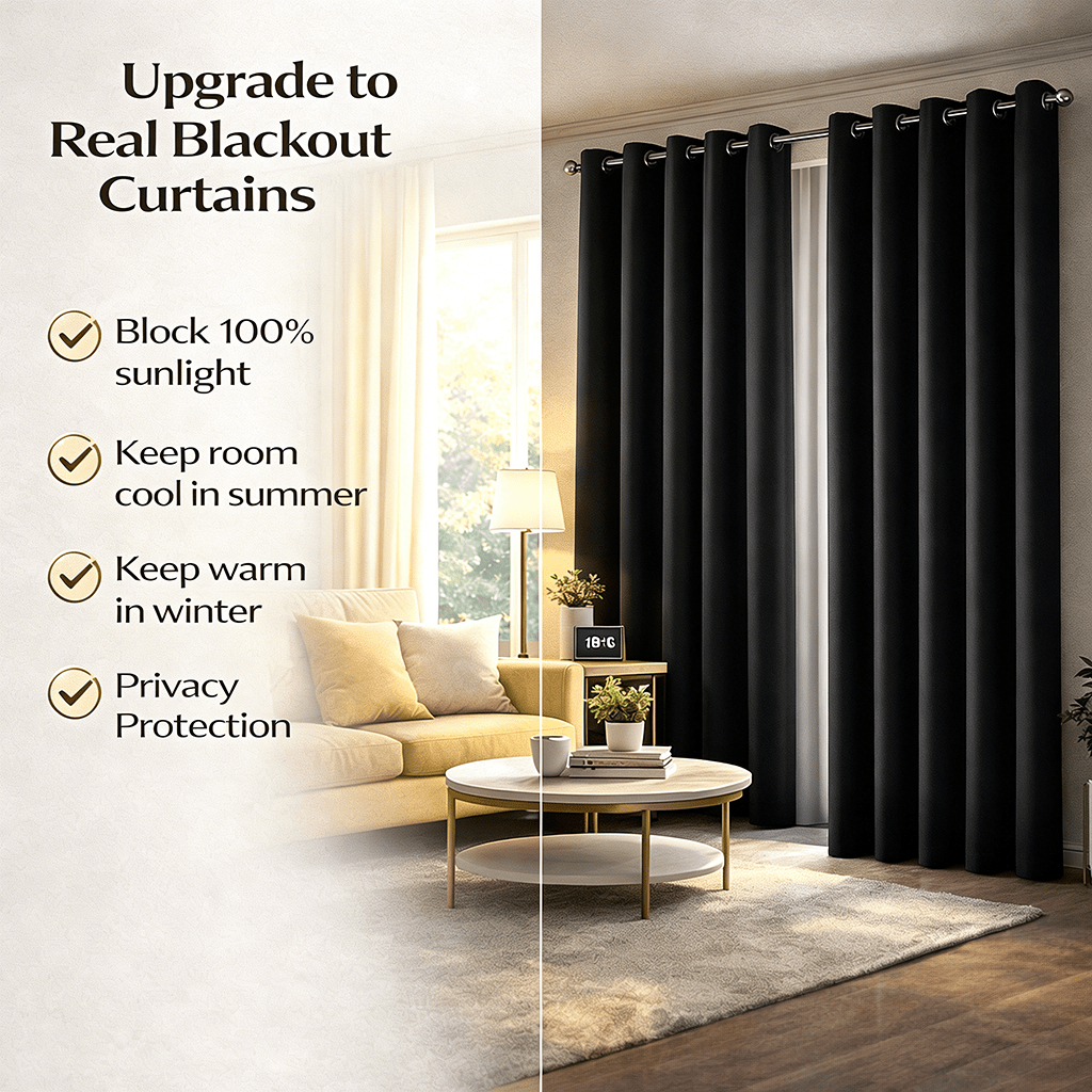 Blackout Curtains 4-Panel Grommet Top 100% Room Darkening Thermal Insulated Drapes | Noise Reducing Light Blocking Window Curtains for Bedroom Living Room, Black Gray Wine Red Dark Green