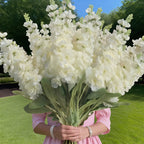 White Hyacinth Artificial Flower Bouquet 35pcs – Realistic Fade-Resistant Faux Flowers for Indoor & Outdoor Weddings, Gardens, Offices & Home Decor, Maintenance-Free Plastic Floral Arrangement, No Container