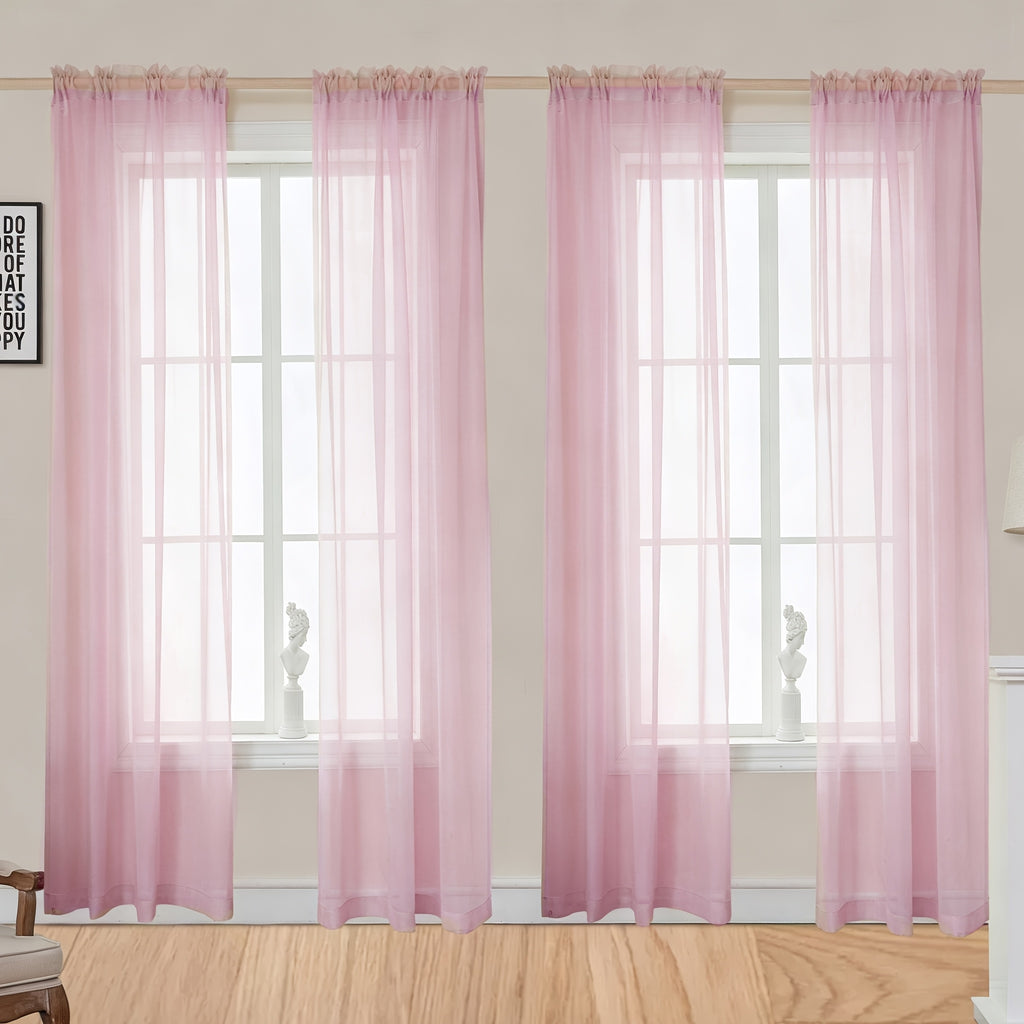 Sheer Gauze Curtains 4 Panels Rod Pocket – Dreamy Transparent Light Filtering Window Drapes for Living Room Bedroom Balcony, 11 Colors 3 Sizes
