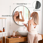 Round Metal Wall Mirror Matte Black & Gold Frame Modern Decorative Circle Mirror for Entryway Bathroom Living Room Bedroom Vanity Wall Decor Multiple Sizes