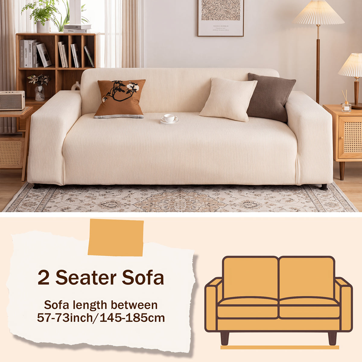 Sofa Slipcover with Skirt – Stretch Jacquard Full Coverage Couch Cover, Pet Proof Non-Slip Machine Washable, Fits 1 2 3 4 Seater Sofa for Living Room Bedroom, All Season Furniture Protector