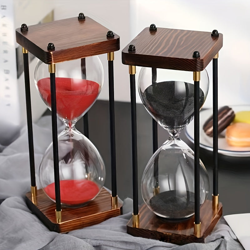 Decorative Hourglass Timer 60 Minute with Wooden Frame - Large Sand Timer for Kitchen Cooking, Home Office Bedroom Decor, Unique Gift for Birthday, Valentine's Day & Holidays