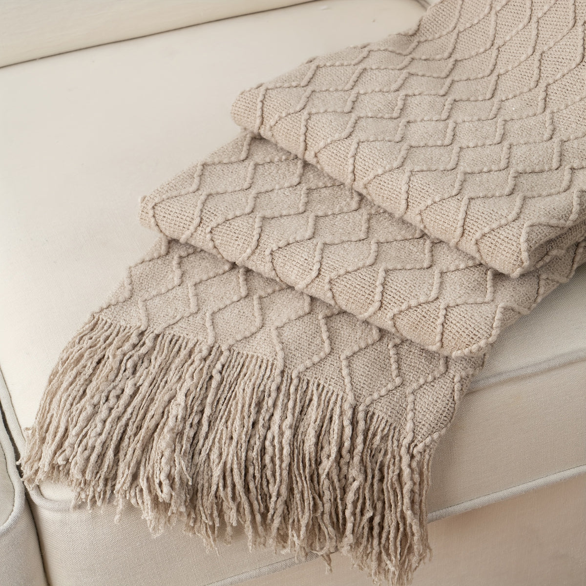 Tassel Throw Blanket Soft Warm Decorative for Couch Bed Sofa Autumn Winter Home Decor 50x60 Inch Ivory Khaki Dark Gray Navy Sage Rust Red