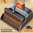 Extended Handle Broom and Dustpan Set with Extra Broom Head – Comb Teeth, Unflagged Bristles & 4-Section Stainless Steel Handle for Hard Floors, Home, Office & Outdoor