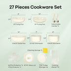 Nonstick Cookware Set 27 Piece with Removable Handles Non-Toxic Induction Compatible Oven and Dishwasher Safe Frying Pans Sauce Pans Complete Kitchen Cooking Set Beige Pink