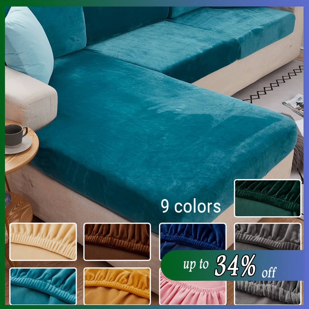 Velvet Stretch Cushion Cover Slipcover for Sofa Armchair Living Room Seat Cushion Protector Plush Couch Cover 1 2 3 Seater