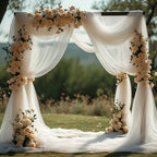 White Chiffon Draping Fabric Roll 32.8Ft - Sheer Arch Curtain for Wedding Ceremony Backdrop, Reception Decor, Bridal Shower, Birthday Party, Lightweight Nylon Drape 39" Wide