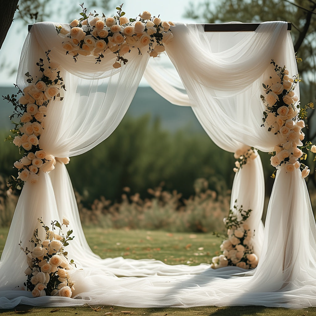 White Chiffon Draping Fabric Roll 32.8Ft - Sheer Arch Curtain for Wedding Ceremony Backdrop, Reception Decor, Bridal Shower, Birthday Party, Lightweight Nylon Drape 39" Wide