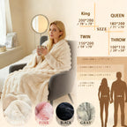 Luxury Faux Rabbit Fur Throw Blanket – Super Soft Plush Warm Blanket for Couch Bed Office Travel, 4 Colors, Throw Twin Queen King, All-Season Gift